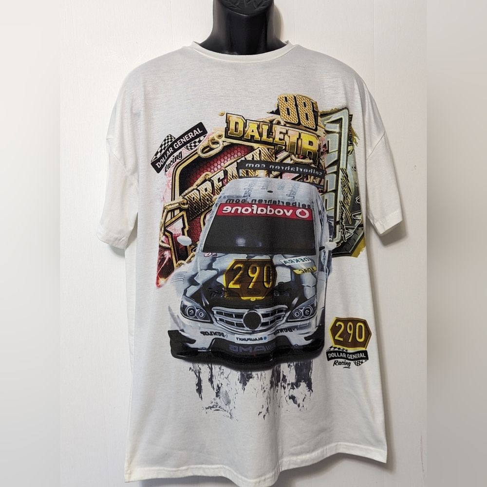 Men's Nascar Inspired Shein Shirt White Size Medium
